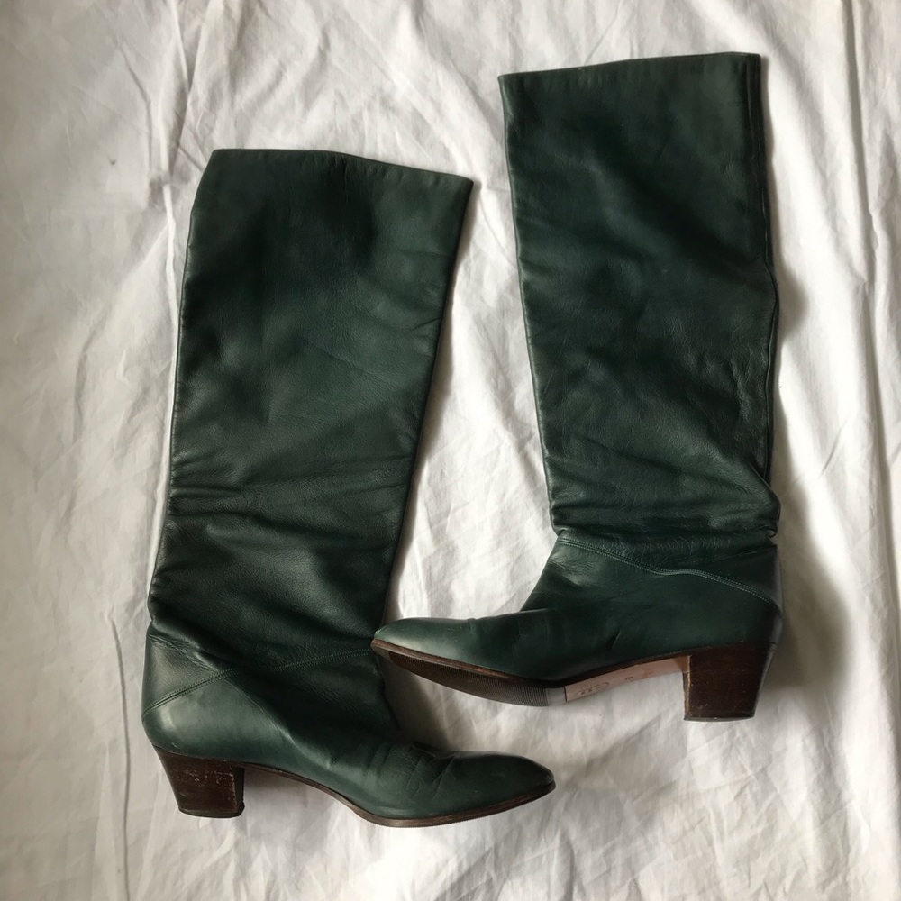 COPY - Authentic Italian Leather Green Heeled Boots
